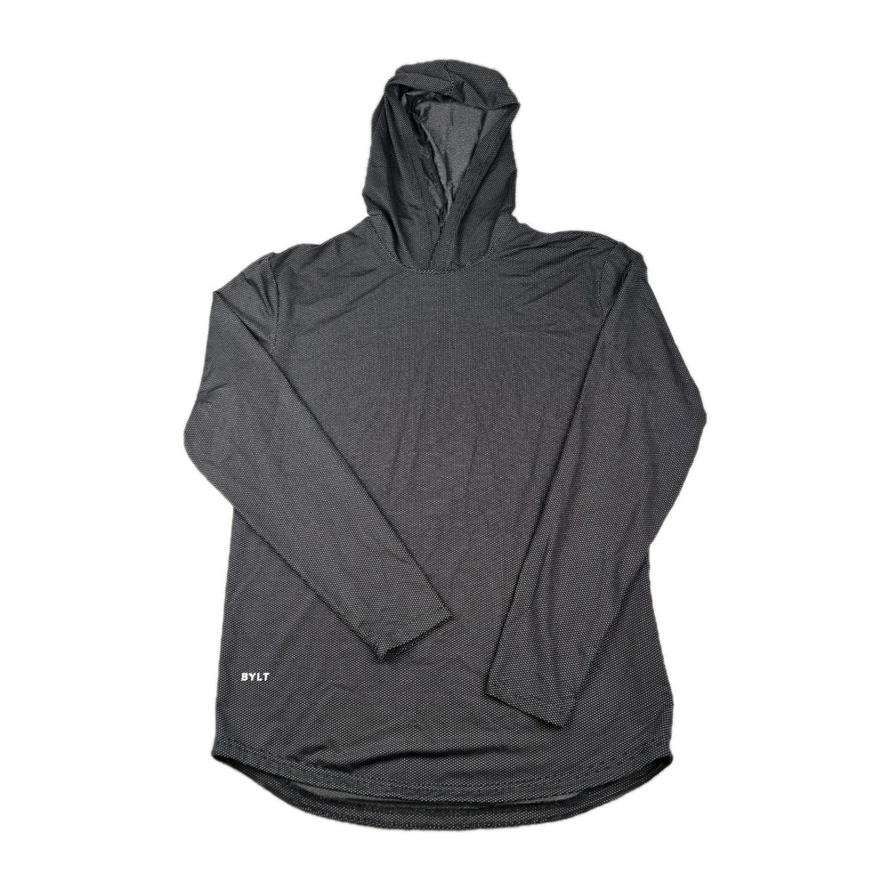 BYLT Pulse Pullover Drop Cut Hoodie Men's S Black Lightweight Stretch Geometric